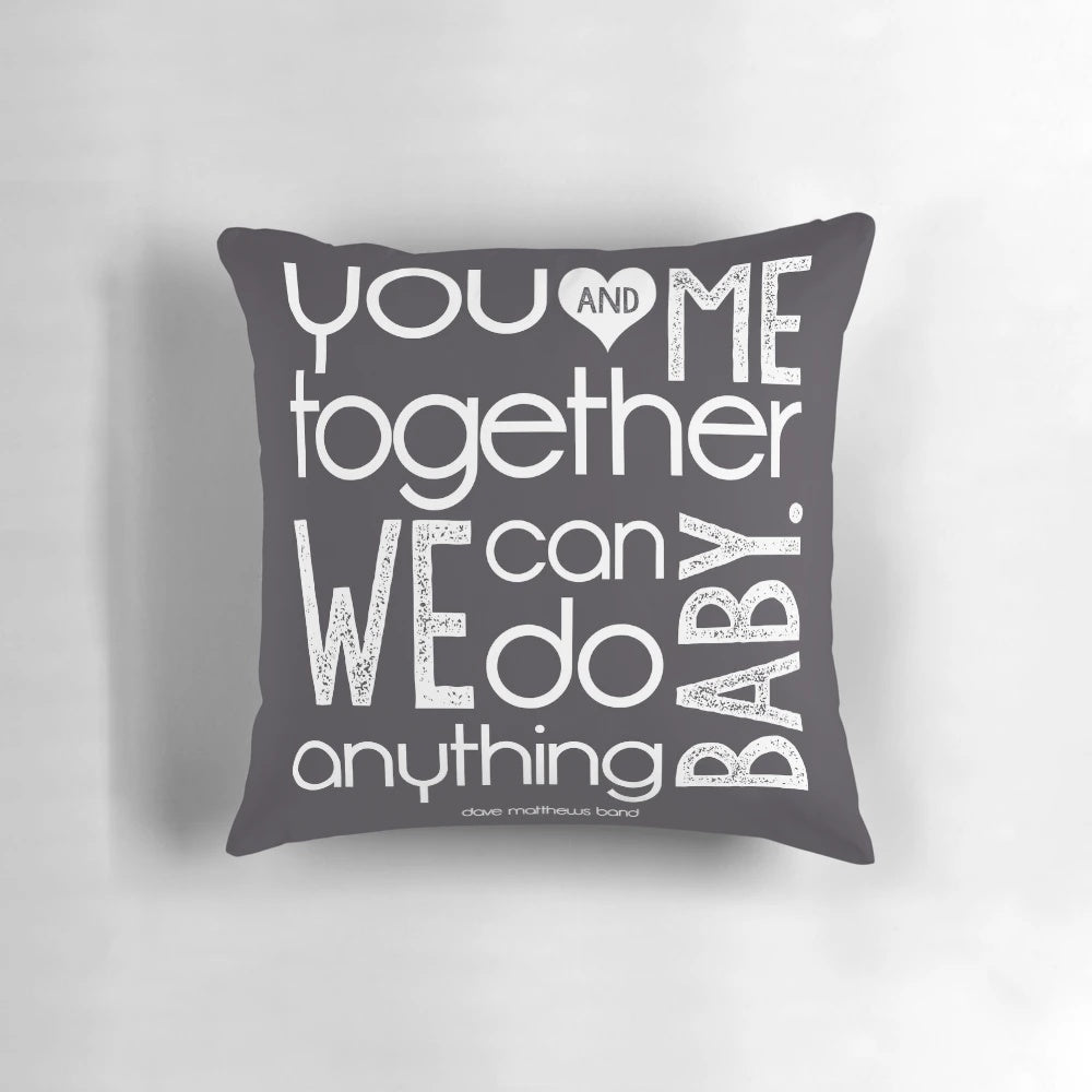 Dave Matthews Band fan pillow with band logo and lyrical design