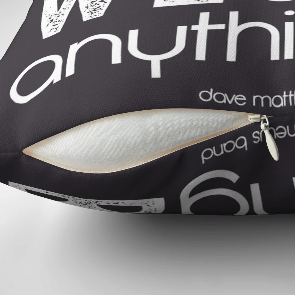 Dave Matthews Band fan pillow with band logo and lyrical design