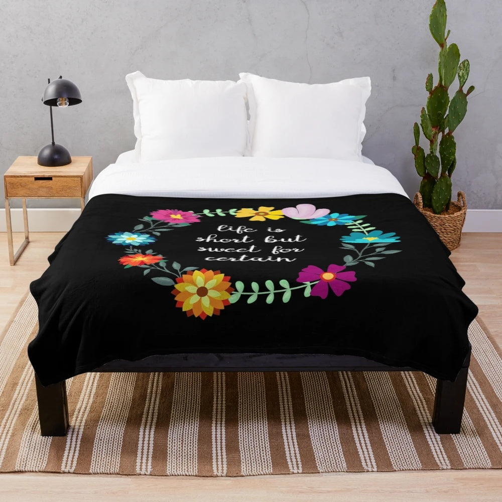 Dave Matthews Band Inspired Plush Blanket with Floral and Life Quotes Design