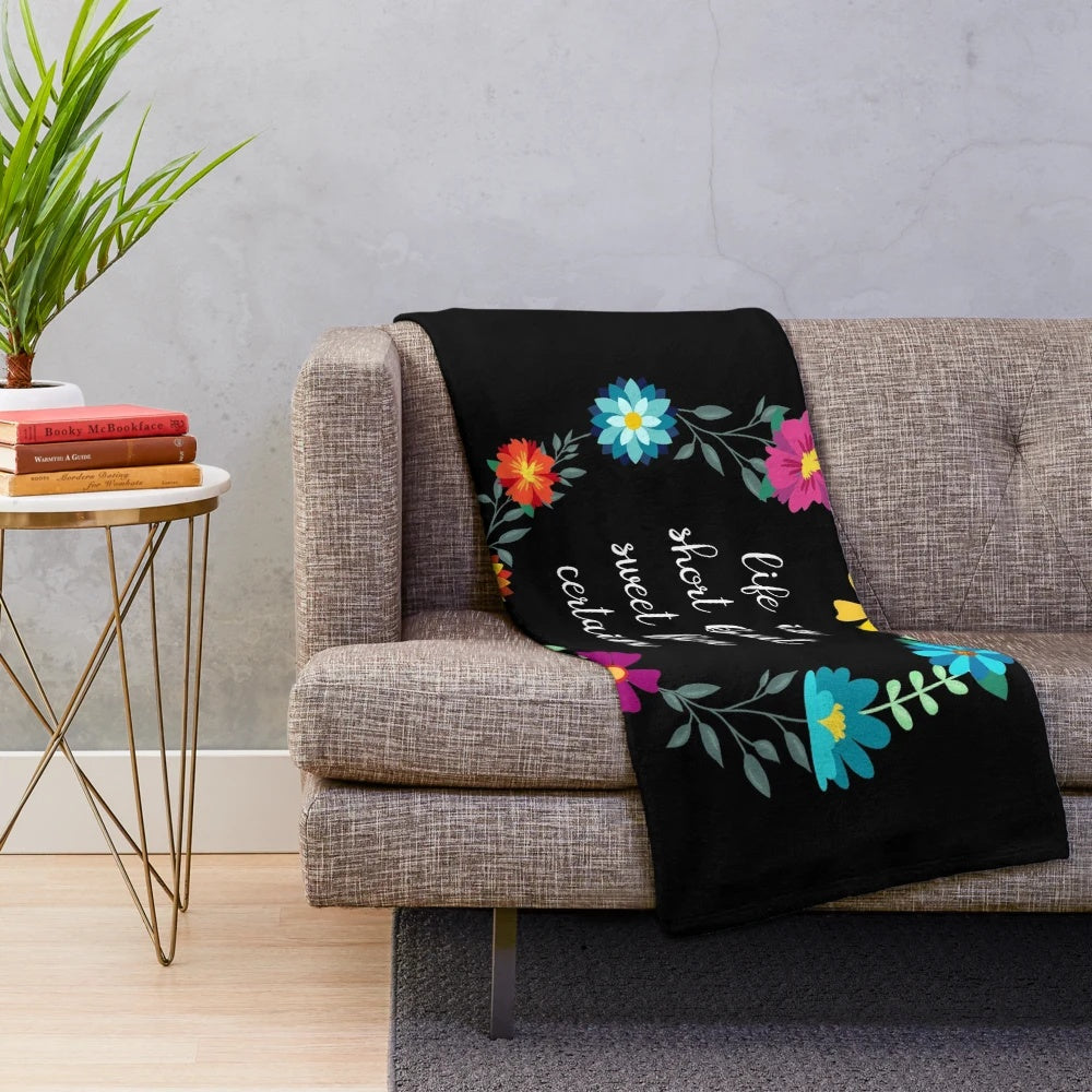 Dave Matthews Band Inspired Plush Blanket with Floral and Life Quotes Design