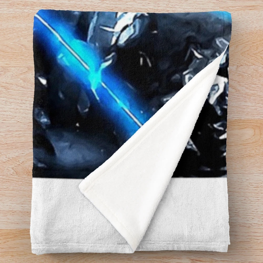 Dead Space inspired plush blanket featuring an abstract Isaac Clarke design