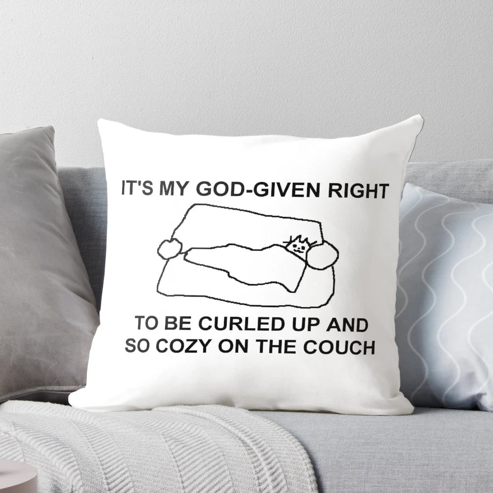 A cozy decorative pillow featuring a pixel art design of a cat on a couch.
