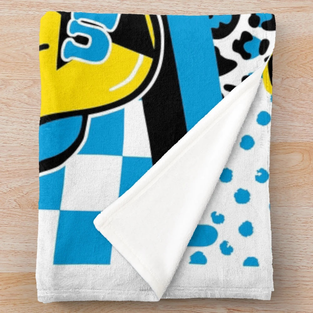 Soft and comfortable plush blanket featuring a delaware-inspired design