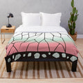 Demon Slayer inspired plush blanket featuring a traditional Japanese wagara butterfly pattern design