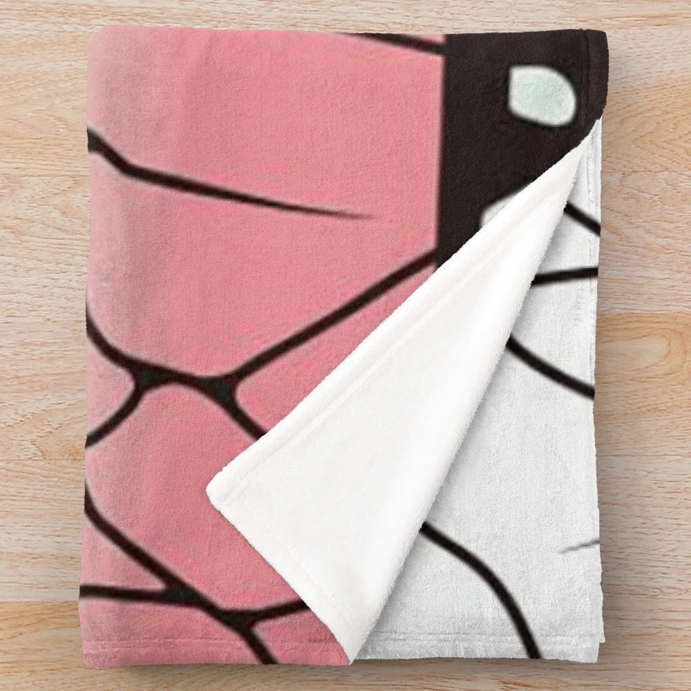 Demon Slayer inspired plush blanket featuring a traditional Japanese wagara butterfly pattern design