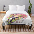 Cute Demon Slayer themed plush blanket featuring anime character Mitsuri