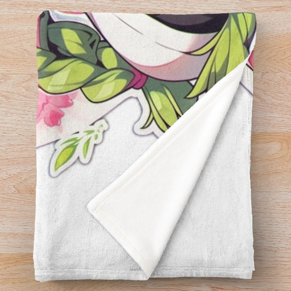 Cute Demon Slayer themed plush blanket featuring anime character Mitsuri