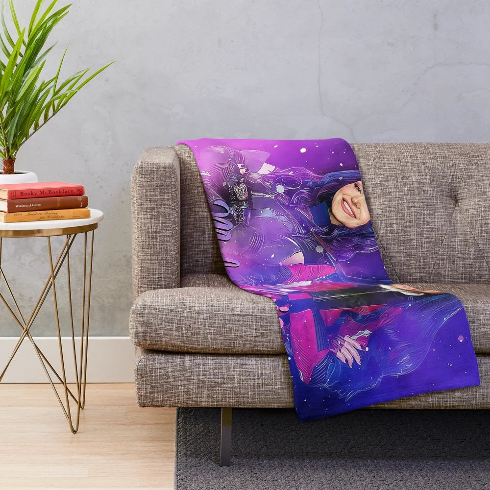 Descendants 3 inspired plush blanket featuring Mal and Evie characters