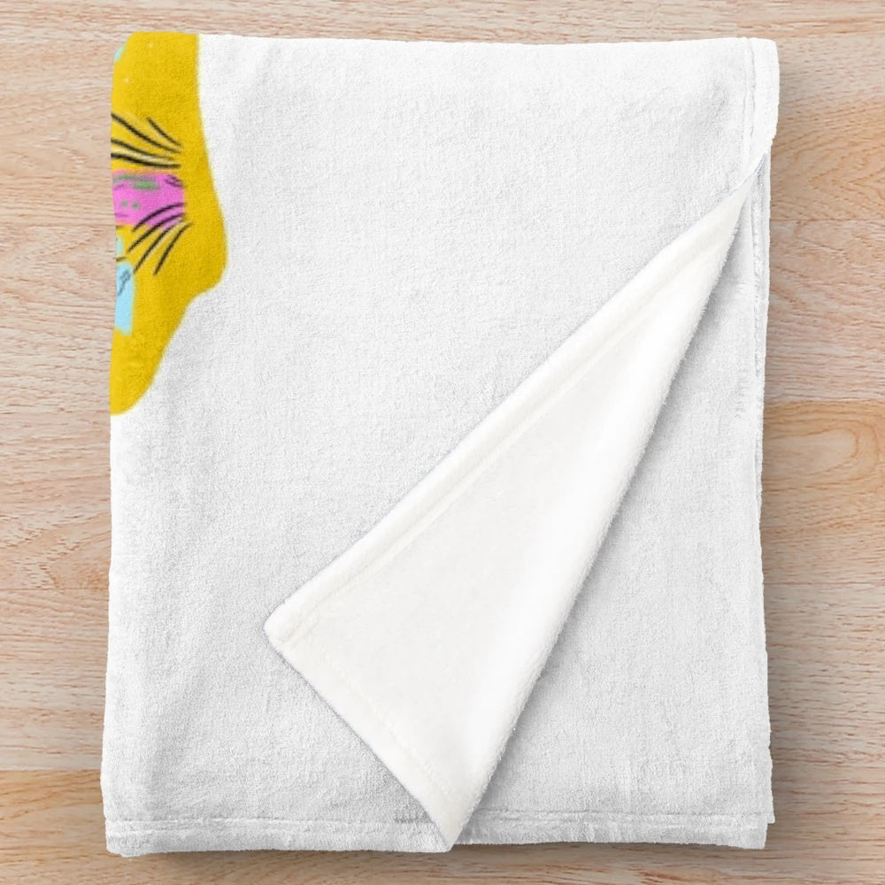 Plush blanket featuring an elk in a desert cactus scene