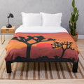 Joshua Tree National Park inspired plush blanket with desert landscape design