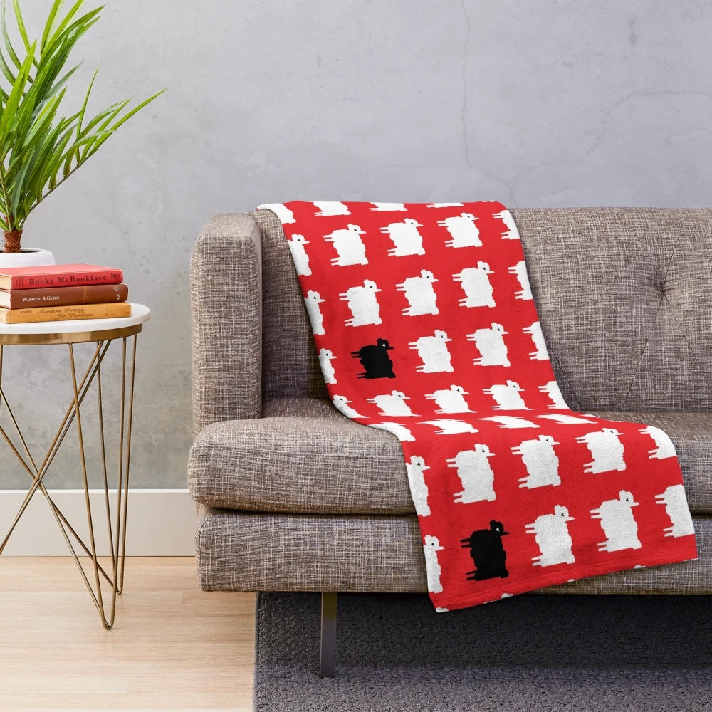 Plush blanket featuring a cozy black sheep jumper design inspired by Princess Diana