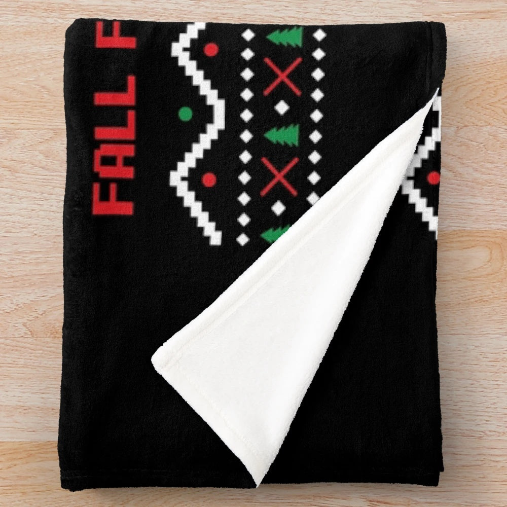 Plush blanket featuring iconic scene from the movie Die Hard with Hans Gruber falling from Nakatomi Tower