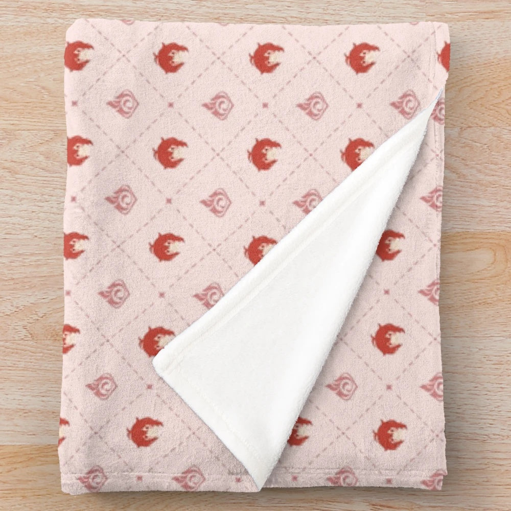 Diluc pattern plush blanket with a soft, cozy design inspired by the Pyro character from Genshin Impact