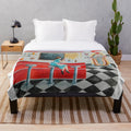 Diner Plush Blanket with Watercolor and Acrylic Design