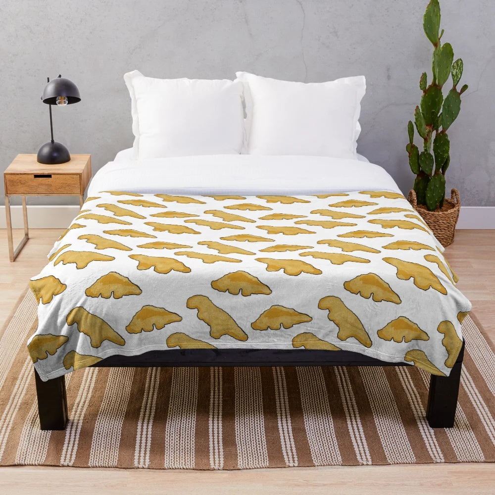 Dino Chicken Nuggets Patterned Plush Blanket