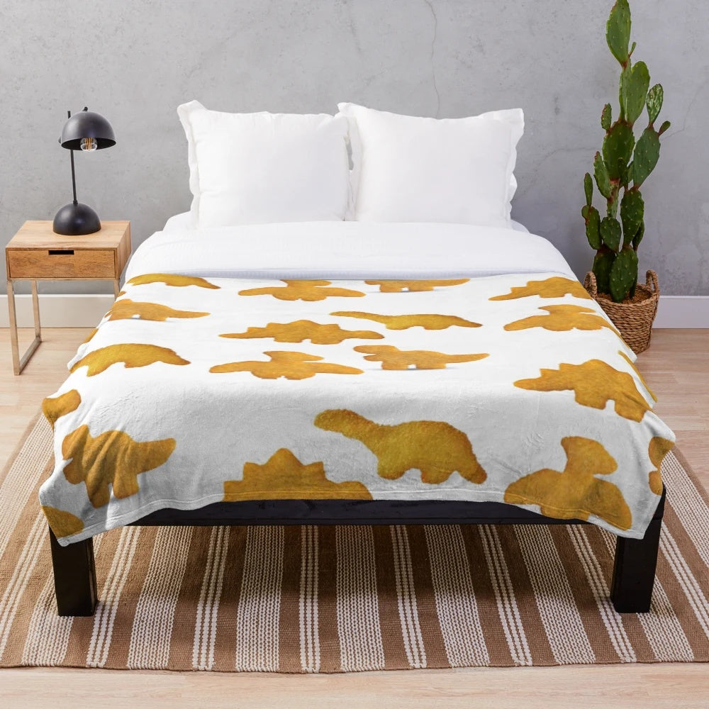 Dino nuggets plush blanket for a cozy, meme-inspired home decor