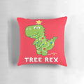 Plush, festive dinosaur pillow with a playful "Tree Rex" design, perfect for holiday decor and gifts.