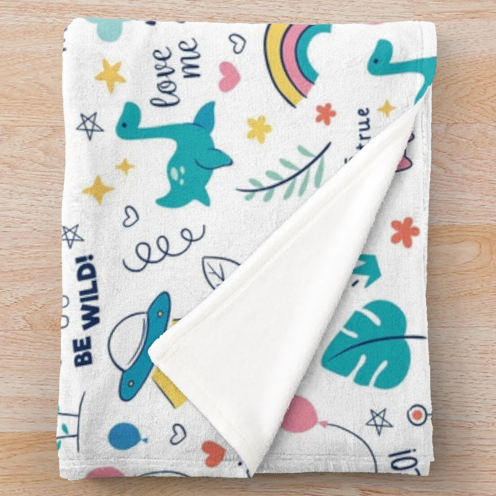 Soft and Comfortable Dinosaur Pattern Plush Blanket