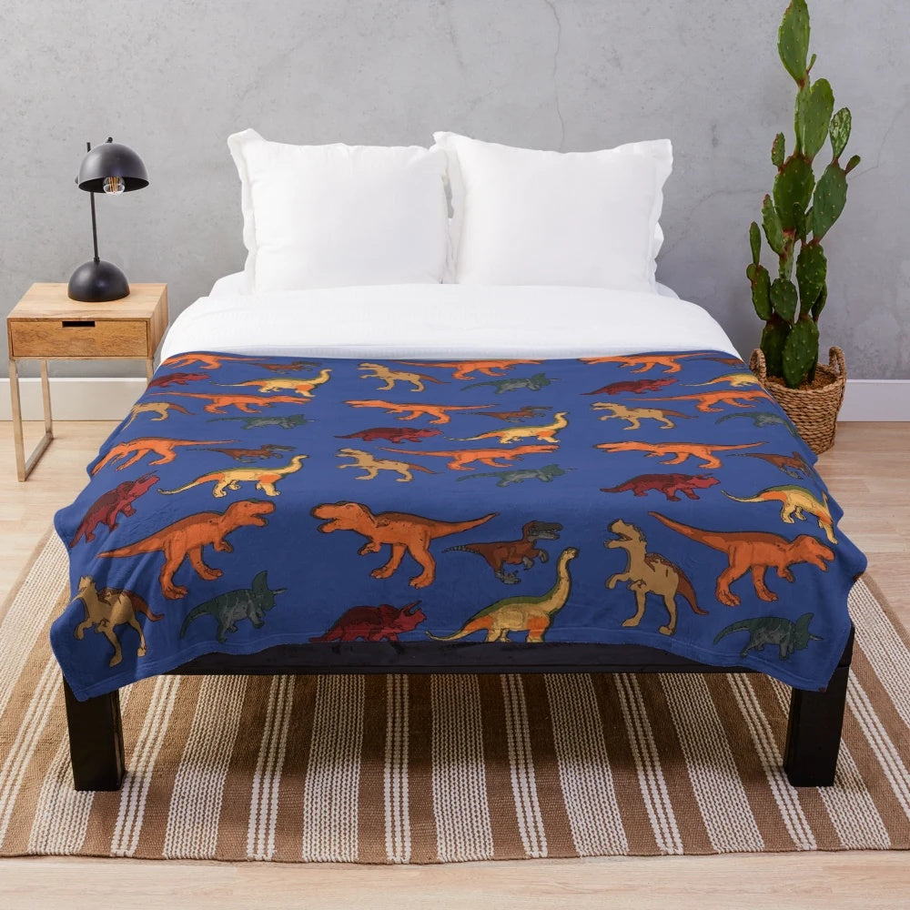 Classic dinosaur print plush blanket for kids and adults