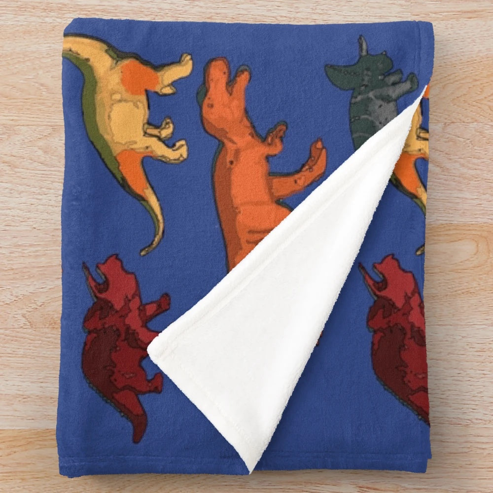 Classic dinosaur print plush blanket for kids and adults