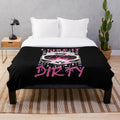 Soft plush blanket featuring a dirt bike graphic and humorous biker quote