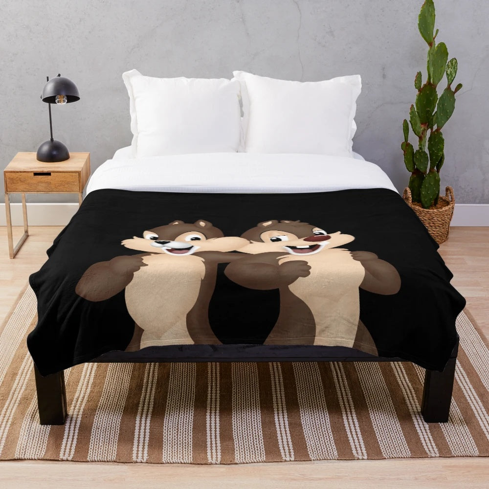 Soft and plush Disney Chip and Dale blanket for cuddles