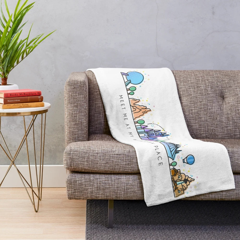 Disney-themed plush blanket featuring a vector illustration of the iconic Cinderella Castle in Orlando