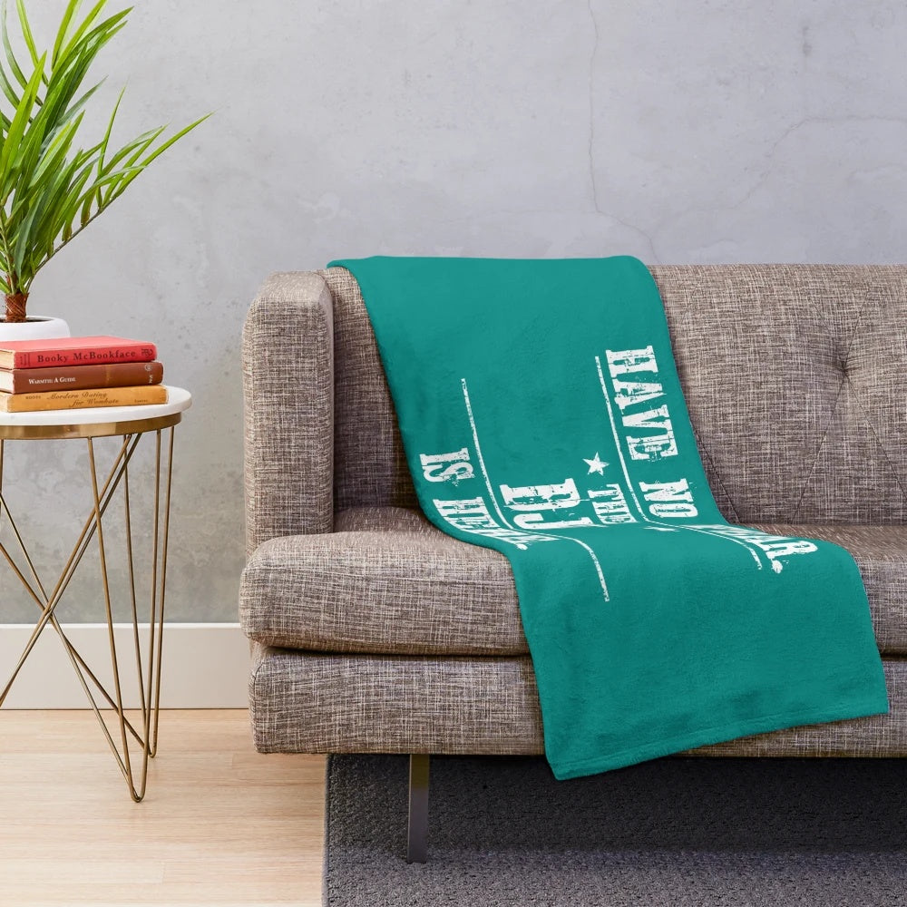 Plush blanket with "Have No Fear The DJ is Here" text and music-themed design