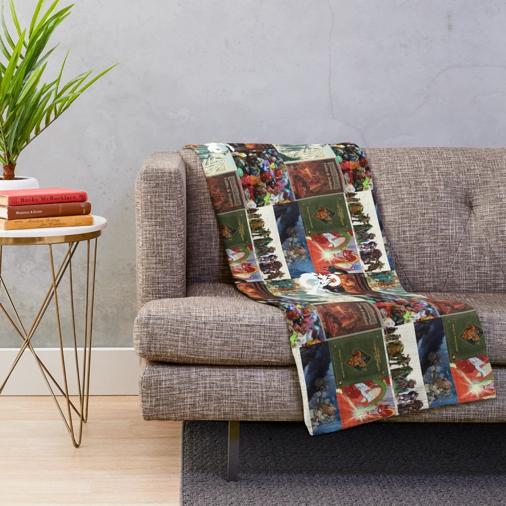 Dungeons and Dragons-themed collage design plush blanket