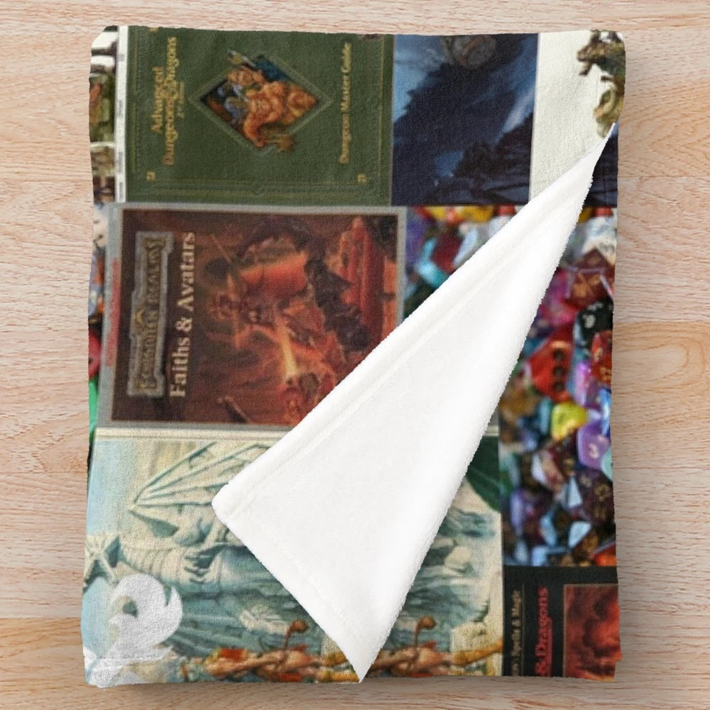 Dungeons and Dragons-themed collage design plush blanket