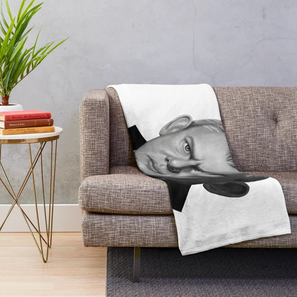 Doc Martin inspired plush blanket featuring a portrait of British actor Martin Clunes