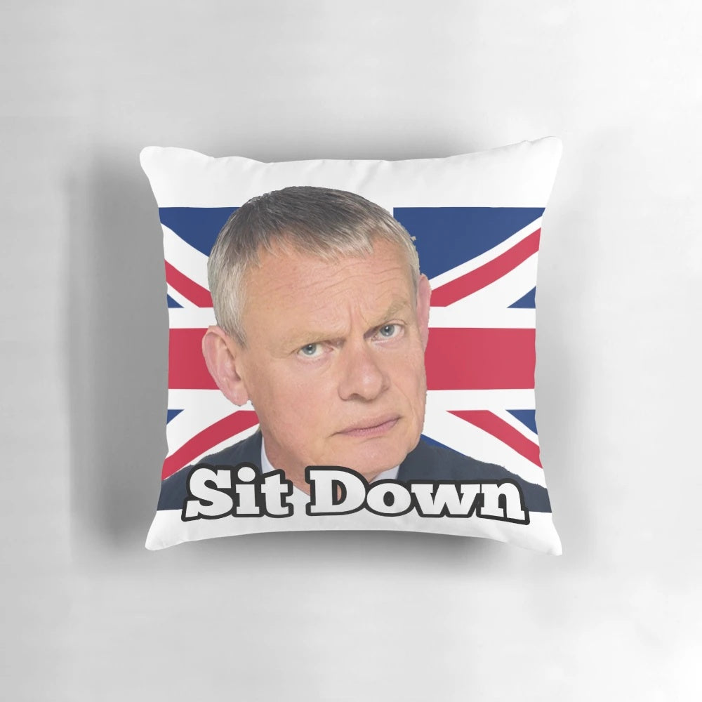 Soft, comfortable Doc Martin-themed sit down pillow with image of the popular TV show character