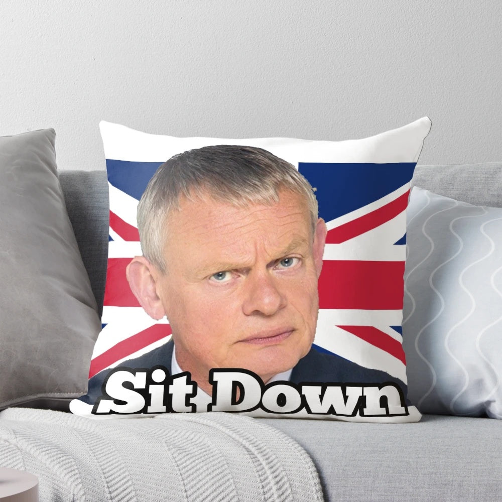 Soft, comfortable Doc Martin-themed sit down pillow with image of the popular TV show character