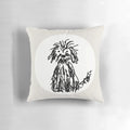 Soft, fluffy dog-themed pillow in a monochrome black and white design