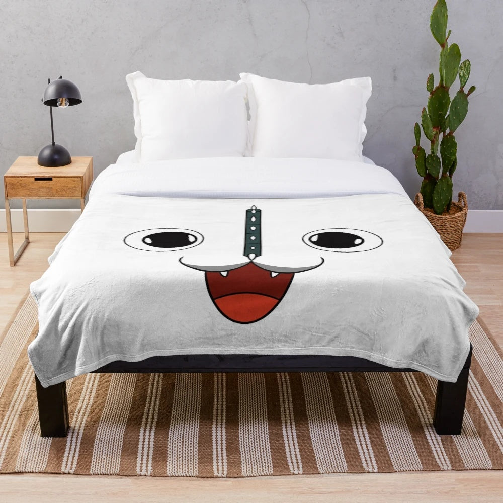 Soft and cozy dog-inspired plush blanket featuring anime-style design