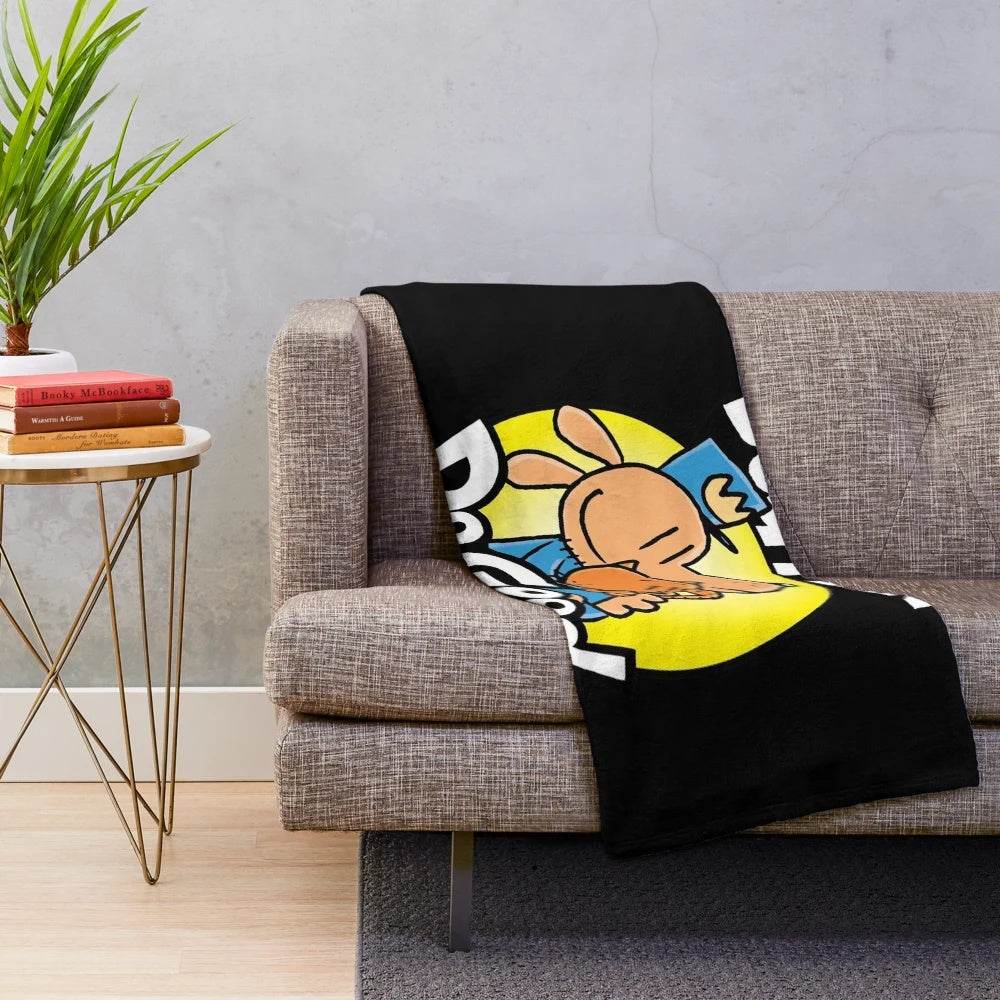 Dog Man Inspired Plush Blanket with Comedic Graphic Novel Design