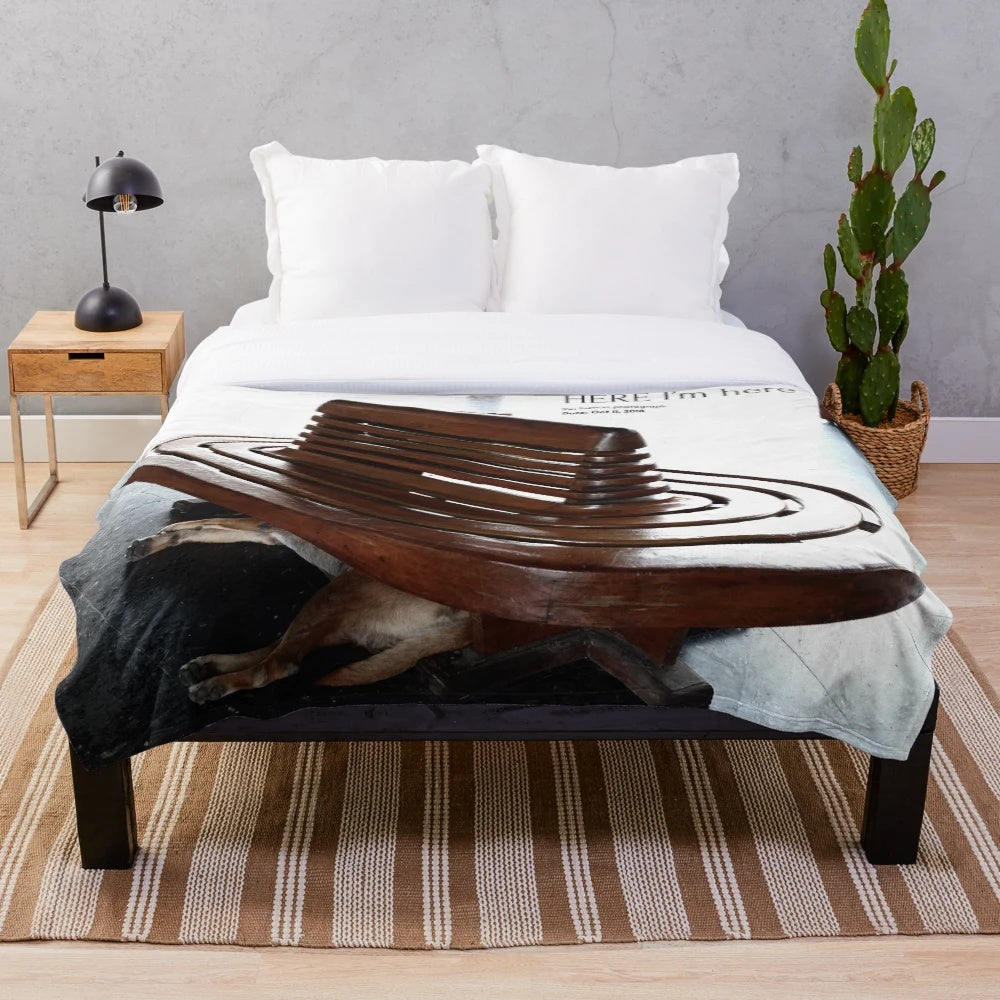 A soft, plush blanket featuring a relaxed dog design, perfect for cuddling and relaxation.