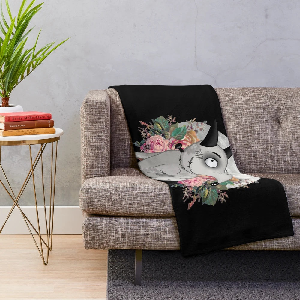 Frankie the bull terrier inspired plush dog blanket