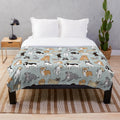 Soft and plush dog-themed blanket with various dog breed prints