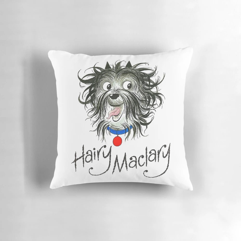 Soft, plush pillow featuring the beloved dog character Hairy Maclary from the children's books.