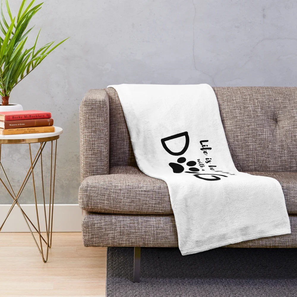 Cozy dog-themed plush blanket with cartoon dog print