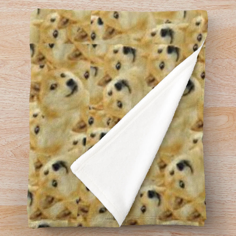 Doge meme plush blanket featuring the iconic Shiba Inu dog in a meme-inspired design