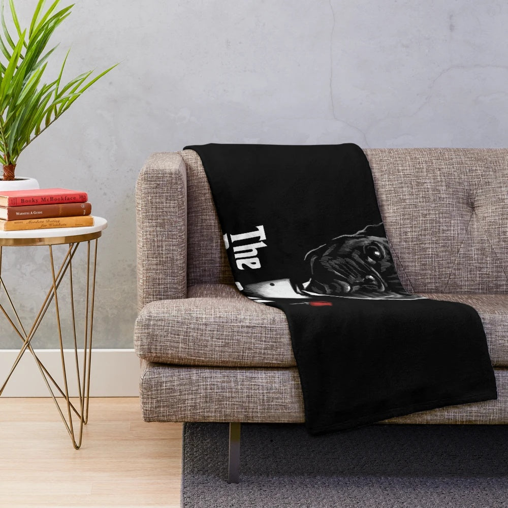 Soft and cuddly dogfather-themed plush blanket