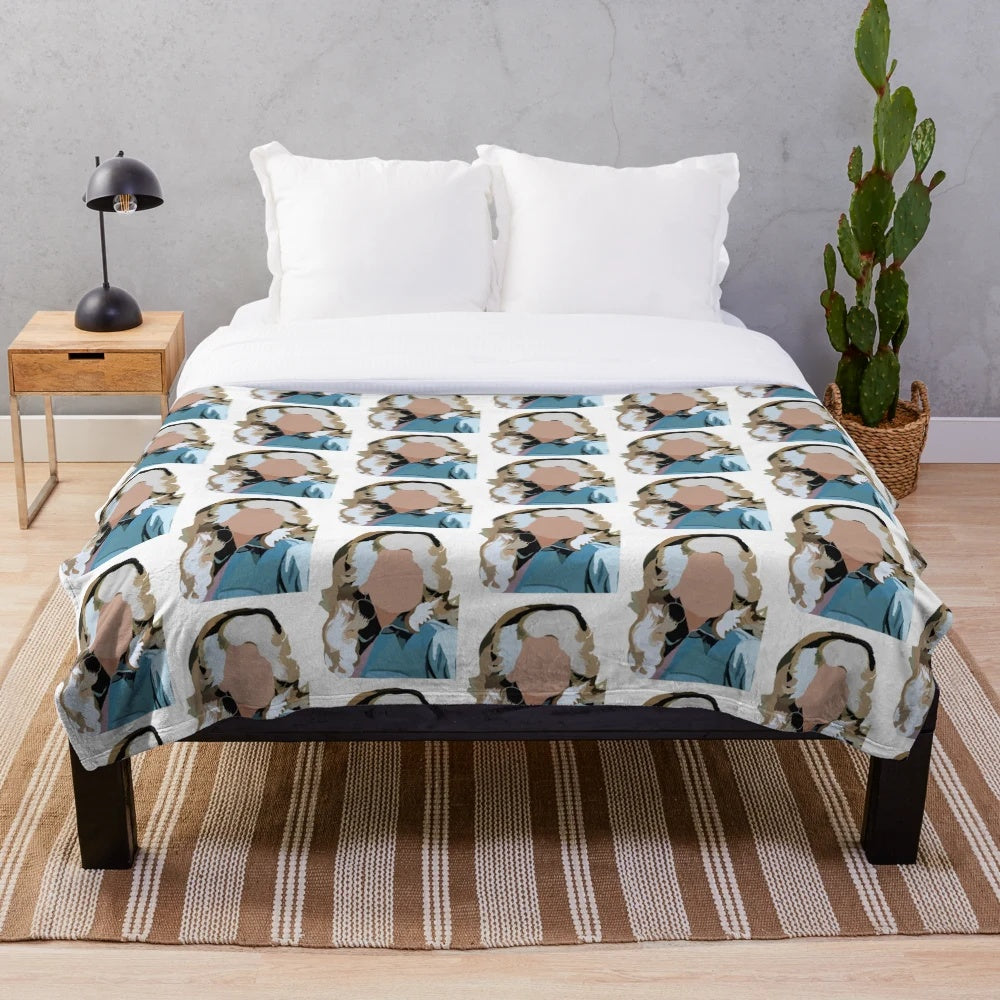 Dolly Parton inspired plush blanket with country and feminist design