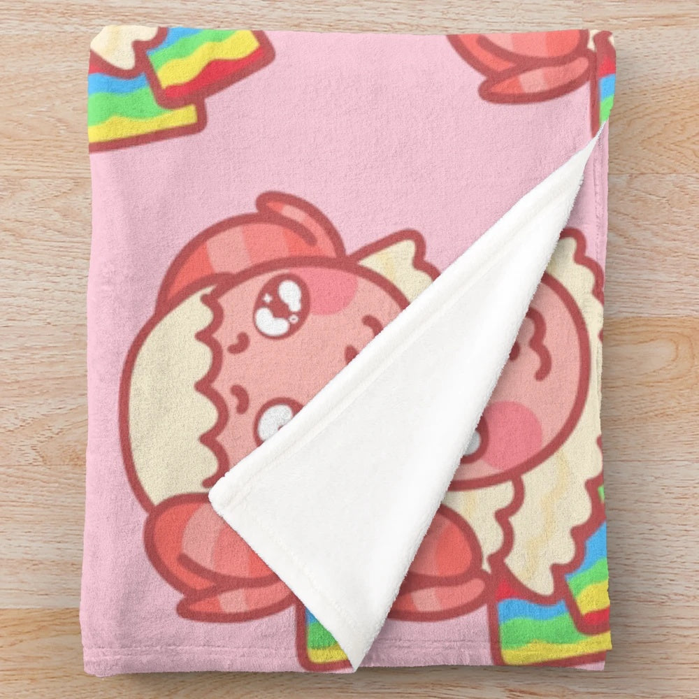Soft and cuddly plush blanket featuring the character Dom from Animal Crossing