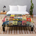 Don Quixote-inspired plush blanket featuring windmills