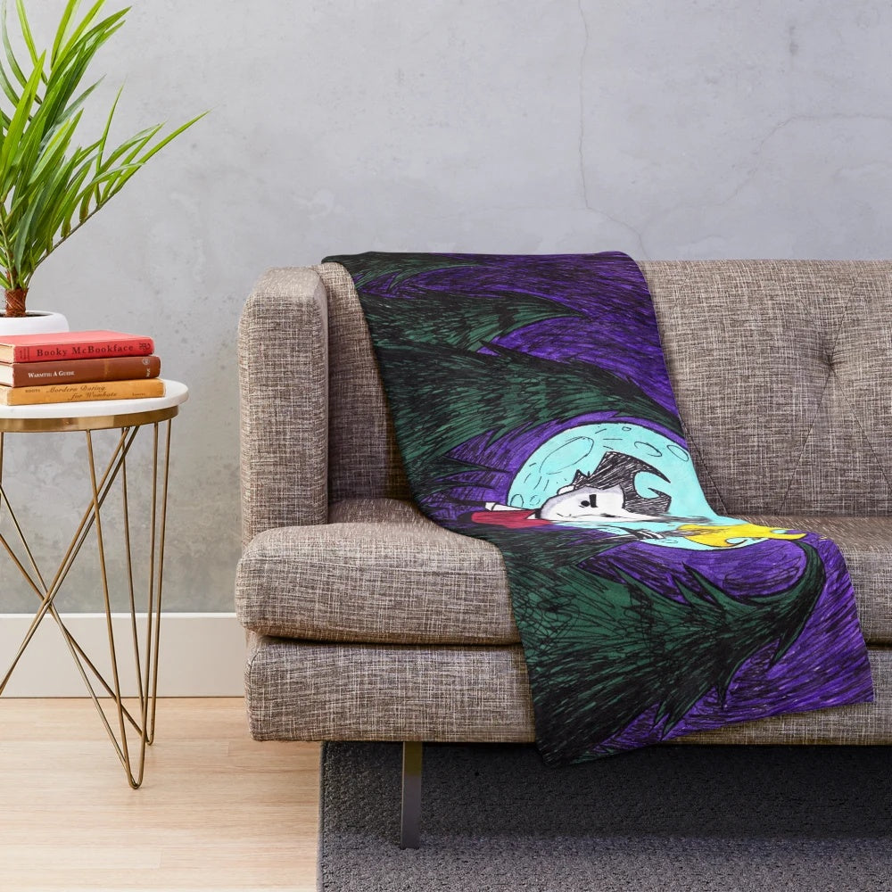 Don't Starve-themed plush blanket with characters and logo