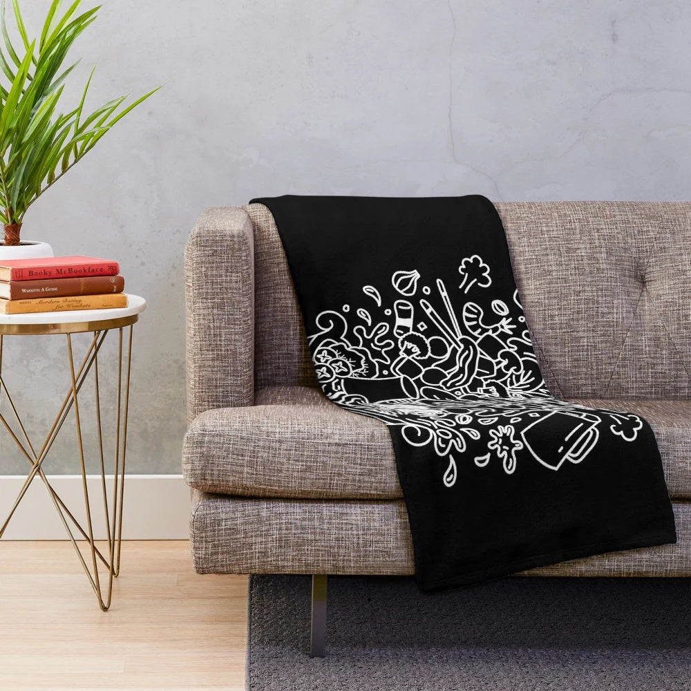 Soft and comfortable doodle art hot pot plush blanket