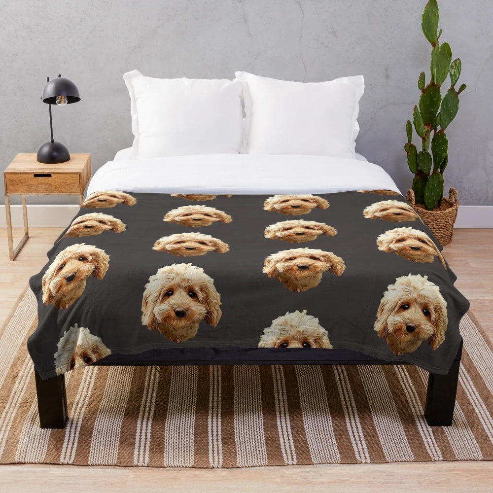 Soft, plush blanket featuring adorable cavapoo, cockapoo, and other doodle dog breeds