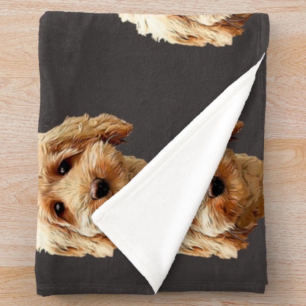 Soft, plush blanket featuring adorable cavapoo, cockapoo, and other doodle dog breeds